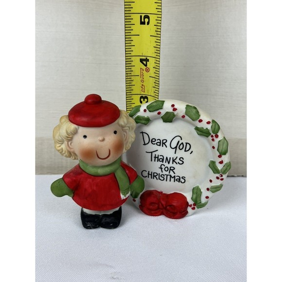 Enesco Dear God Kids "Thanks For Christmas" Figurine With Box EUC - Picture 3 of 14